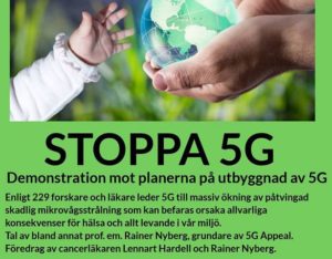 Läs mer om artikeln Manifestationer 4 maj i Stockholm, Malmö, Köpenhamn, Stenungsund – mot införandet av 5G