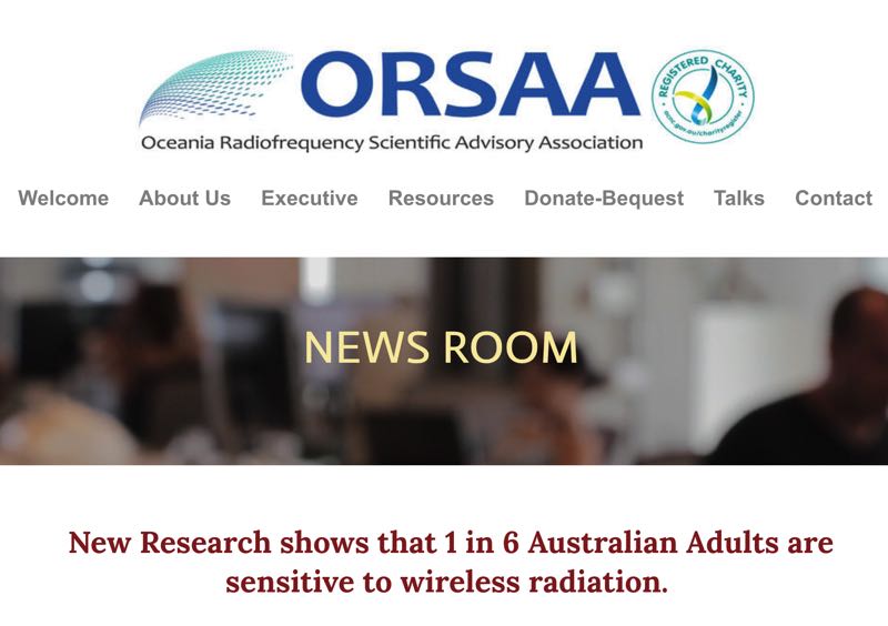 1 av 6 australiska vuxna är känsliga för trådlös radiofrekvent strålning