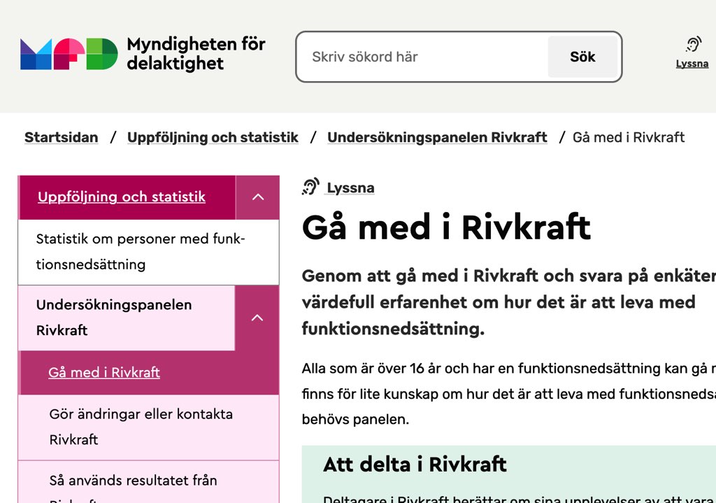 Säg din mening om hur det är att leva med EHS genom enkäter från Rivkraft